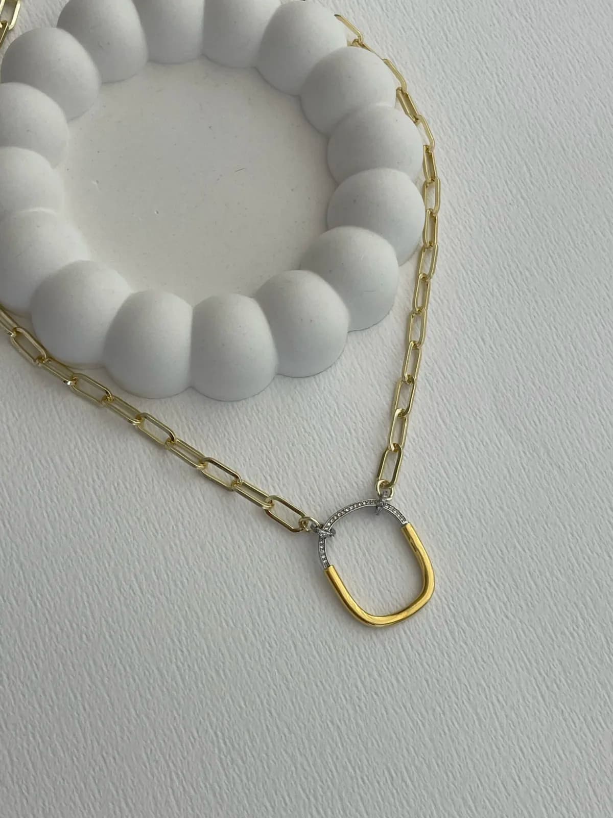 Özel Seri Marka Model Zirkon Taşlı Gold &amp; Gümüş Kolye