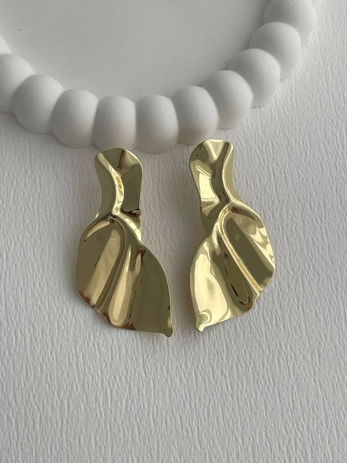 Özel Seri Soyut Yaprak Tasarım Gold Küpe