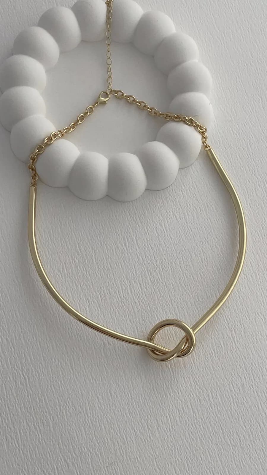 Özel Seri Düğüm Tasarım Gold Choker Kolye