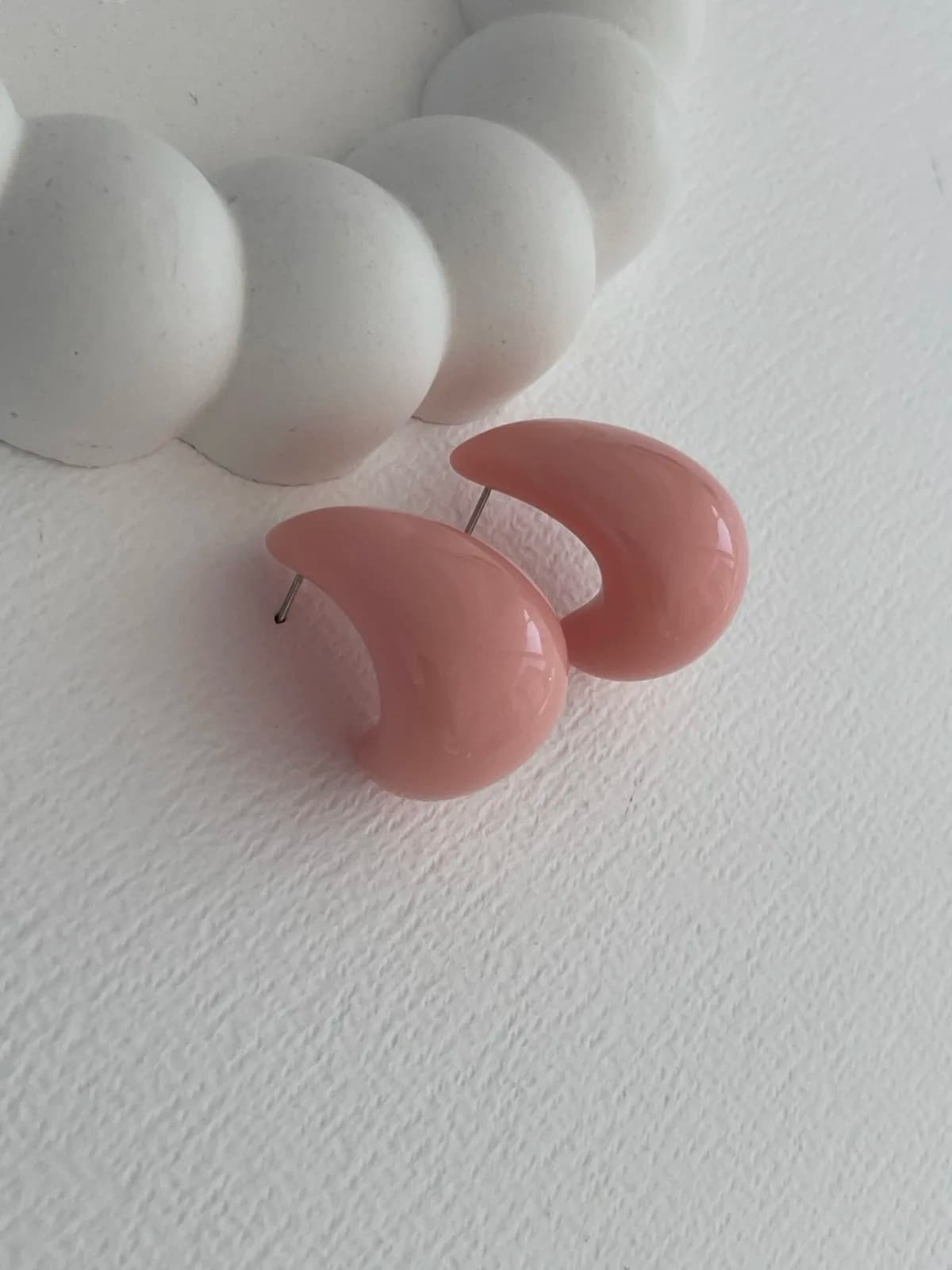 Özel Seri Pembe Renk Damla Tasarım Akrilik Küpe