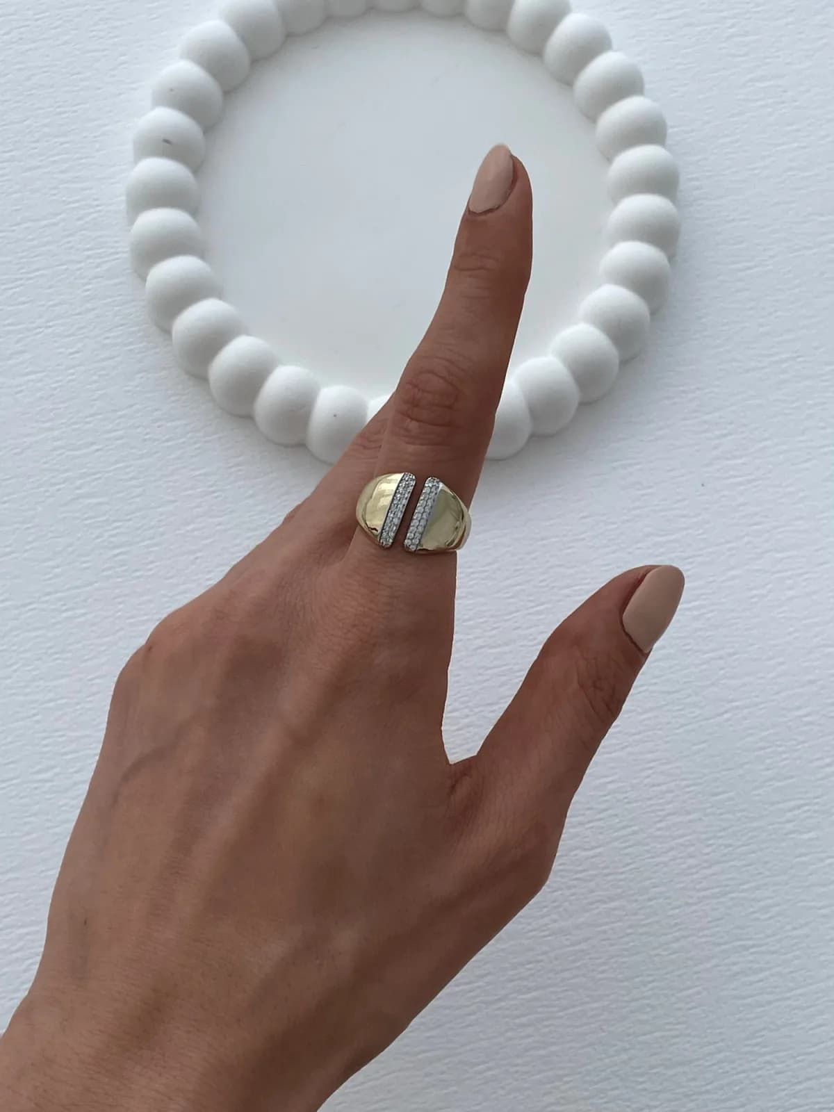 Özel Seri Zirkon Taşlı Geometrik Tasarım Ayarlanabilir Gold Yüzük