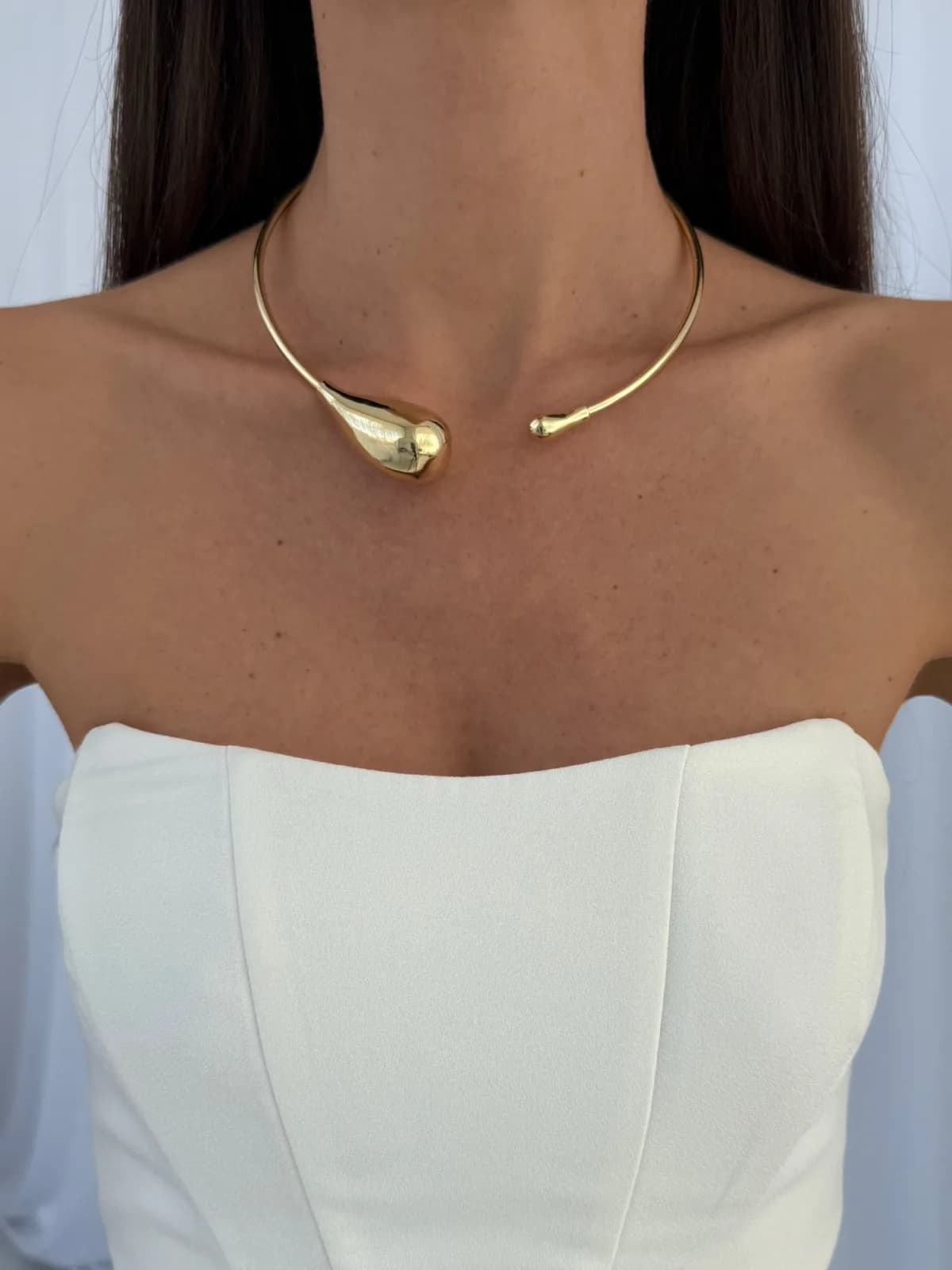 Özel Seri Damla Tasarım Gold Choker Kolye