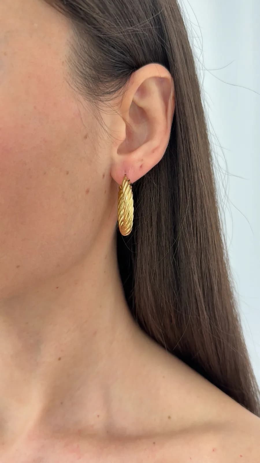 Çelik Burgu Tasarım Gold Halka Küpe