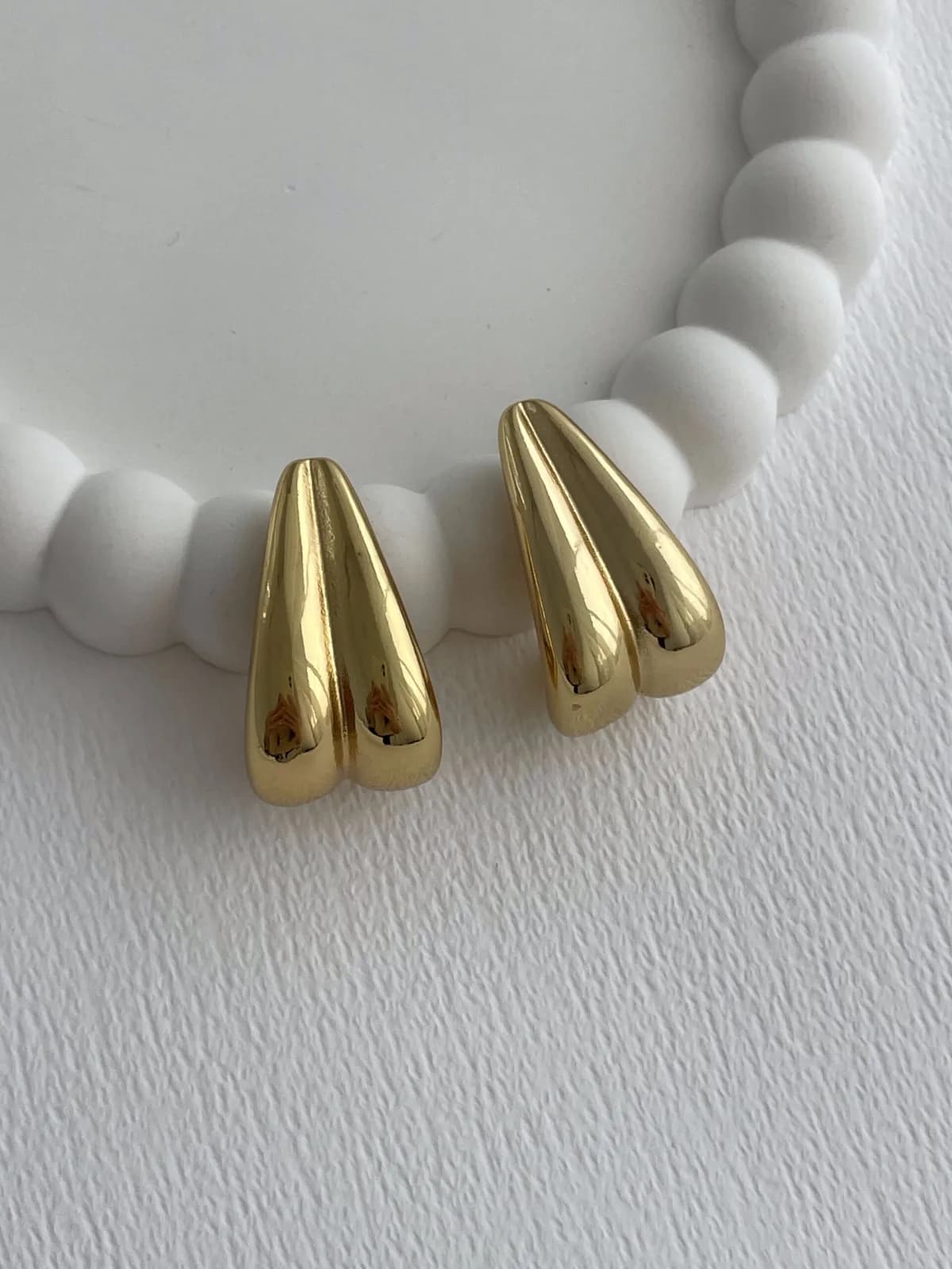 Çelik Geometrik Tasarım Gold Küpe