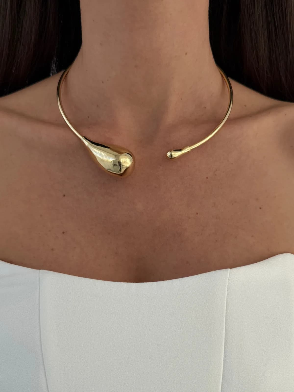 Özel Seri Damla Tasarım Gold Choker Kolye
