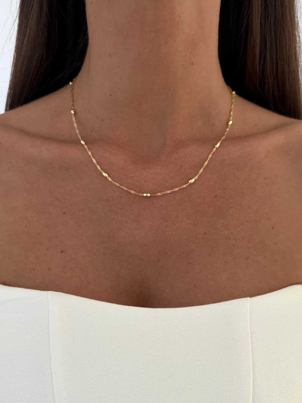 Özel Seri Gold Arpa Detay Burgu Zincir Kolye