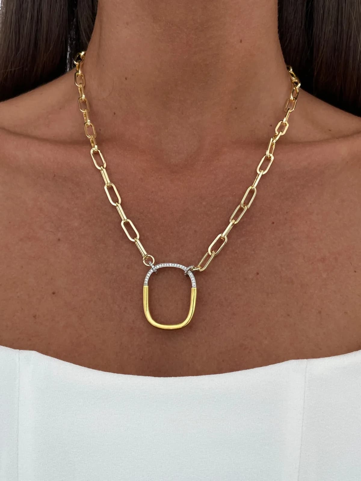 Özel Seri Marka Model Zirkon Taşlı Gold &amp; Gümüş Kolye