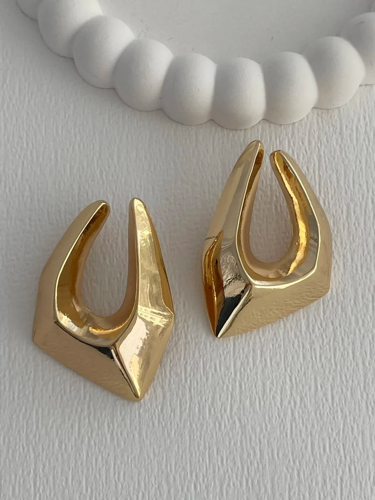 Özel Seri Geometrik Tasarım Gold Küpe