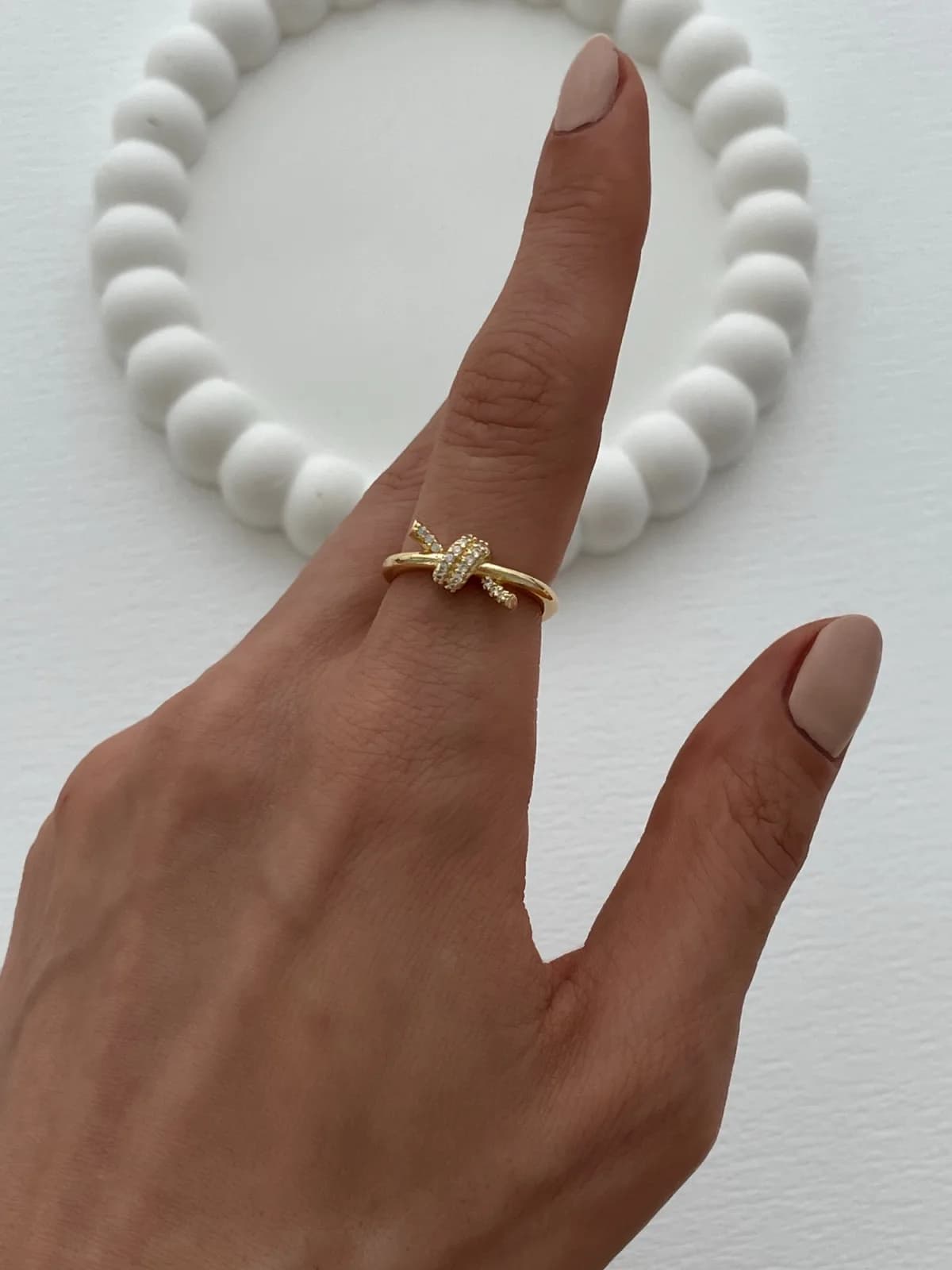 Özel Seri Zirkon Taşlı Düğüm Tasarım Ayarlanabilir Gold Yüzük