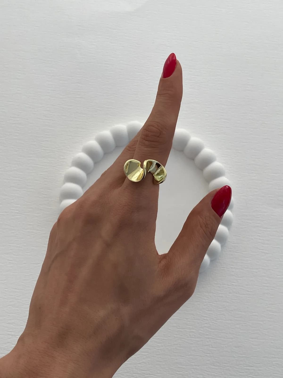 Özel Seri Kıvrım Tasarım Ayarlanabilir Gold Yüzük