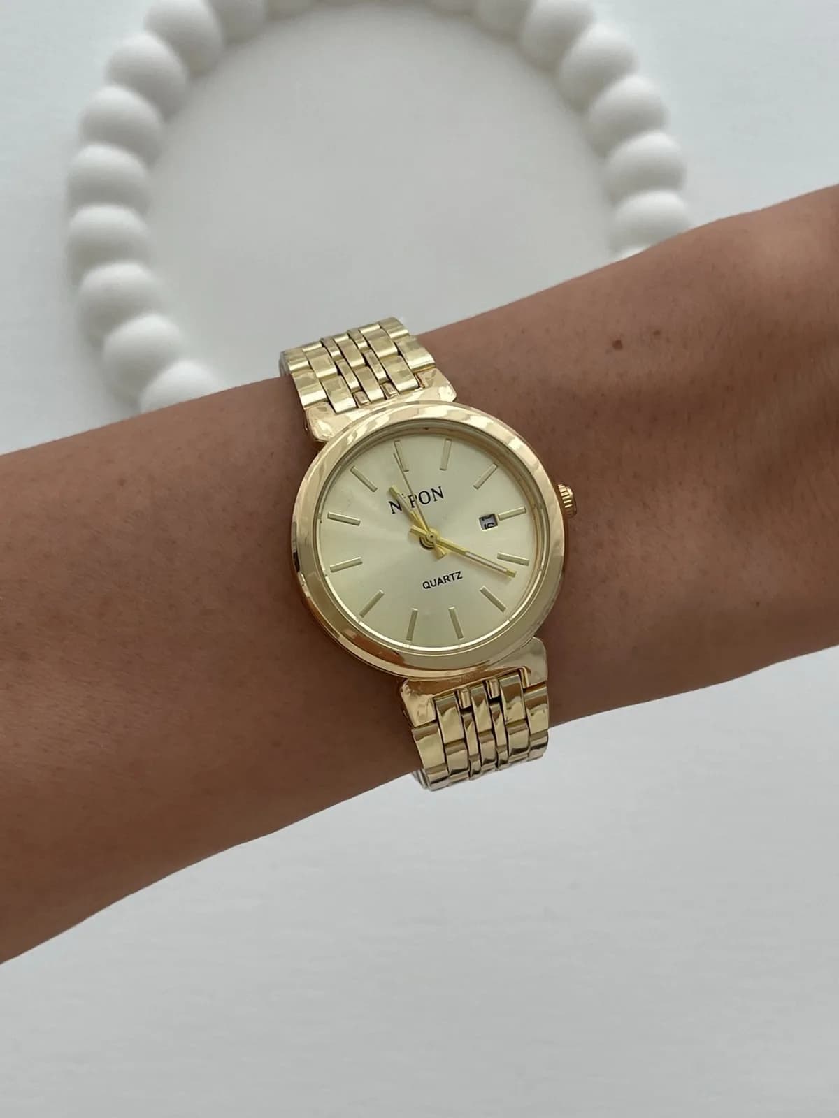 Yuvarlak Tasarım Kadranı Sarı Gold Vintage Saat