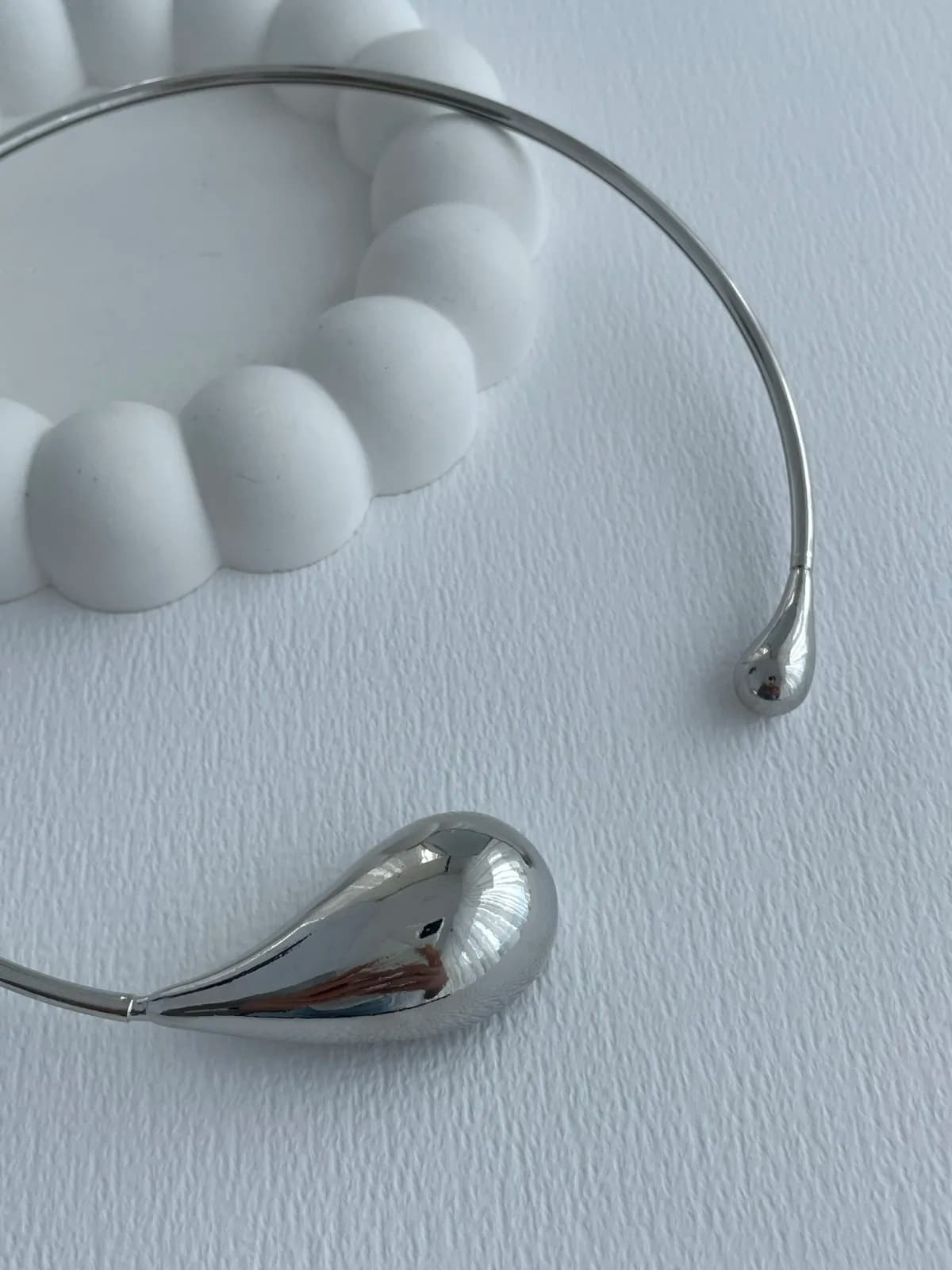 Özel Seri Damla Tasarım Gümüş Choker Kolye