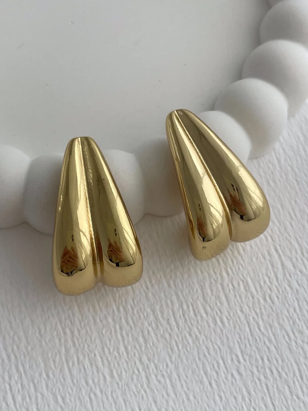 Çelik Geometrik Tasarım Gold Küpe
