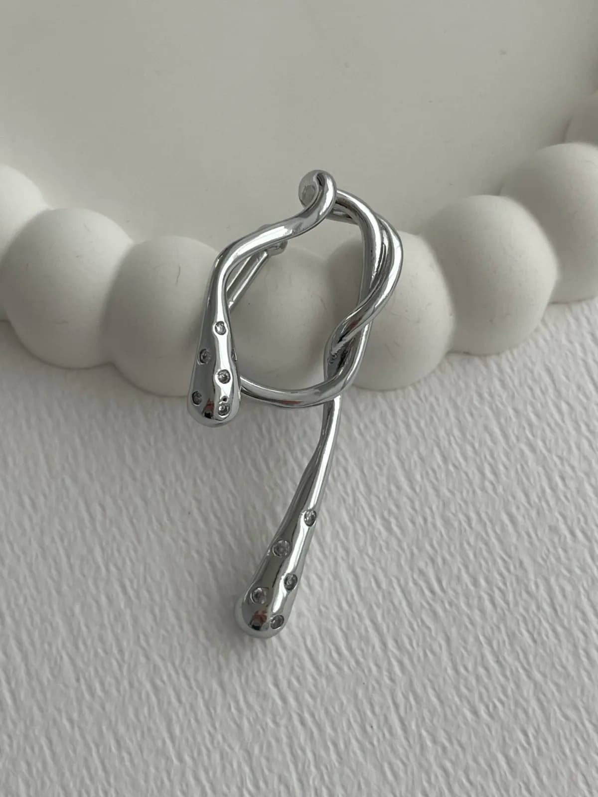 Özel Seri Zirkon Taşlı Sarmal Tasarım Gümüş Earcuff Küpe