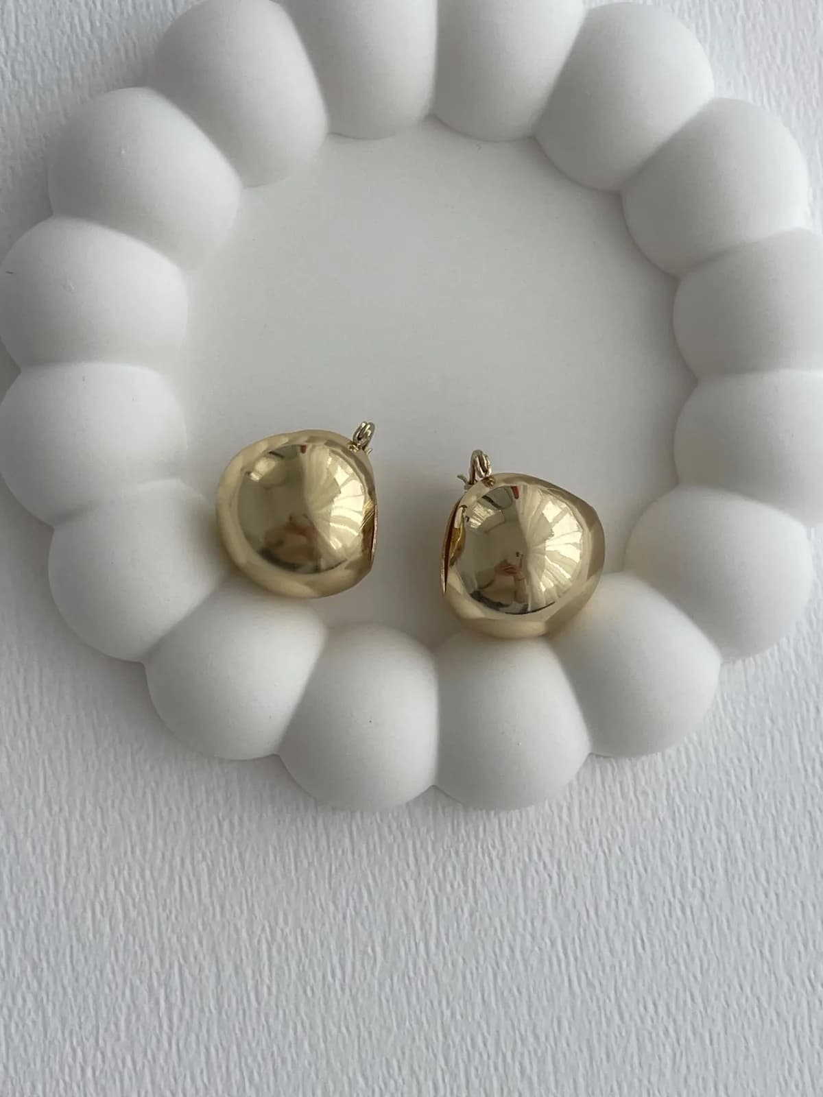 Özel Seri Büyük Boy Gold Top Küpe
