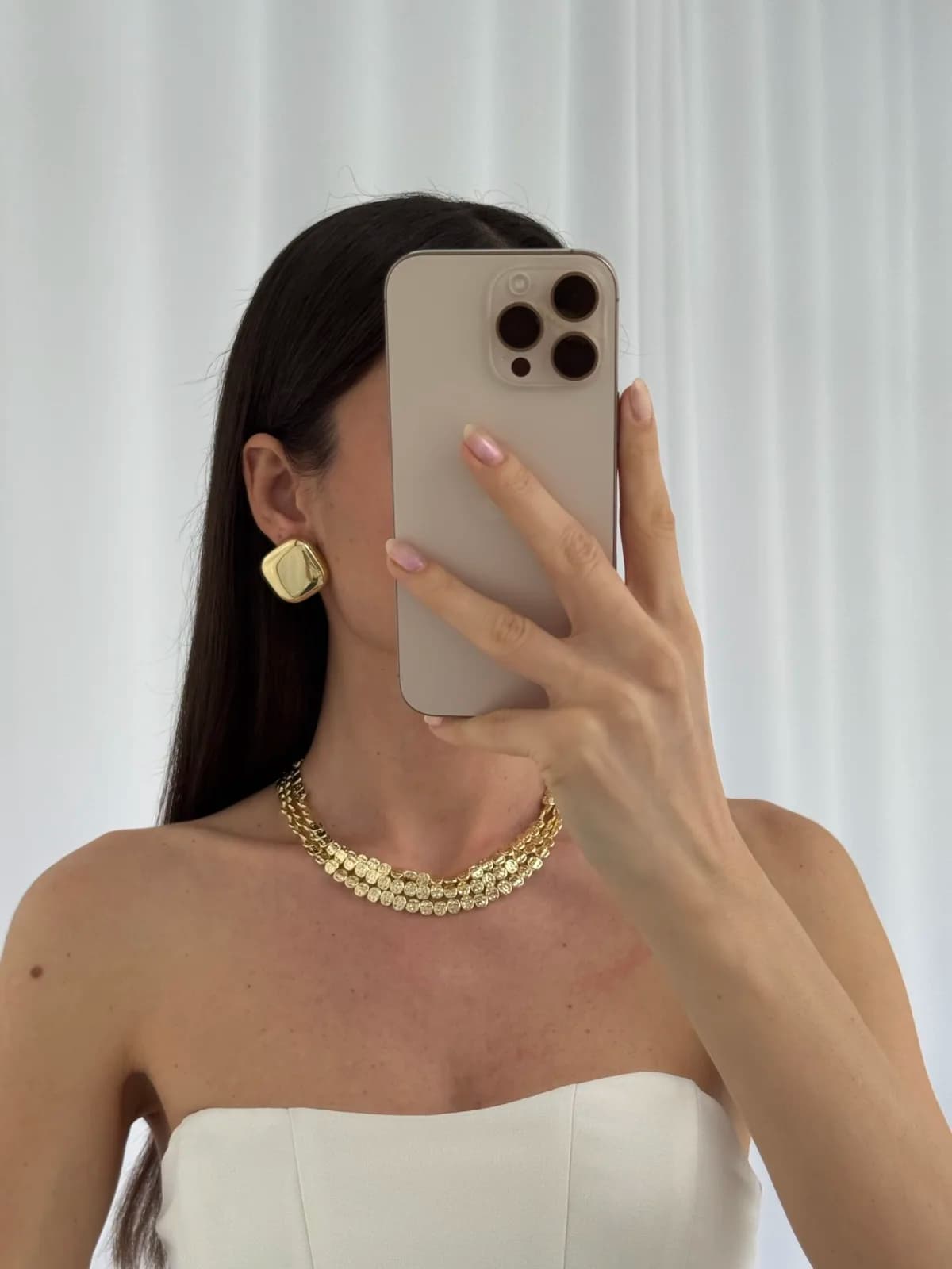 Özel Seri Kare Tasarım Gold Küpe
