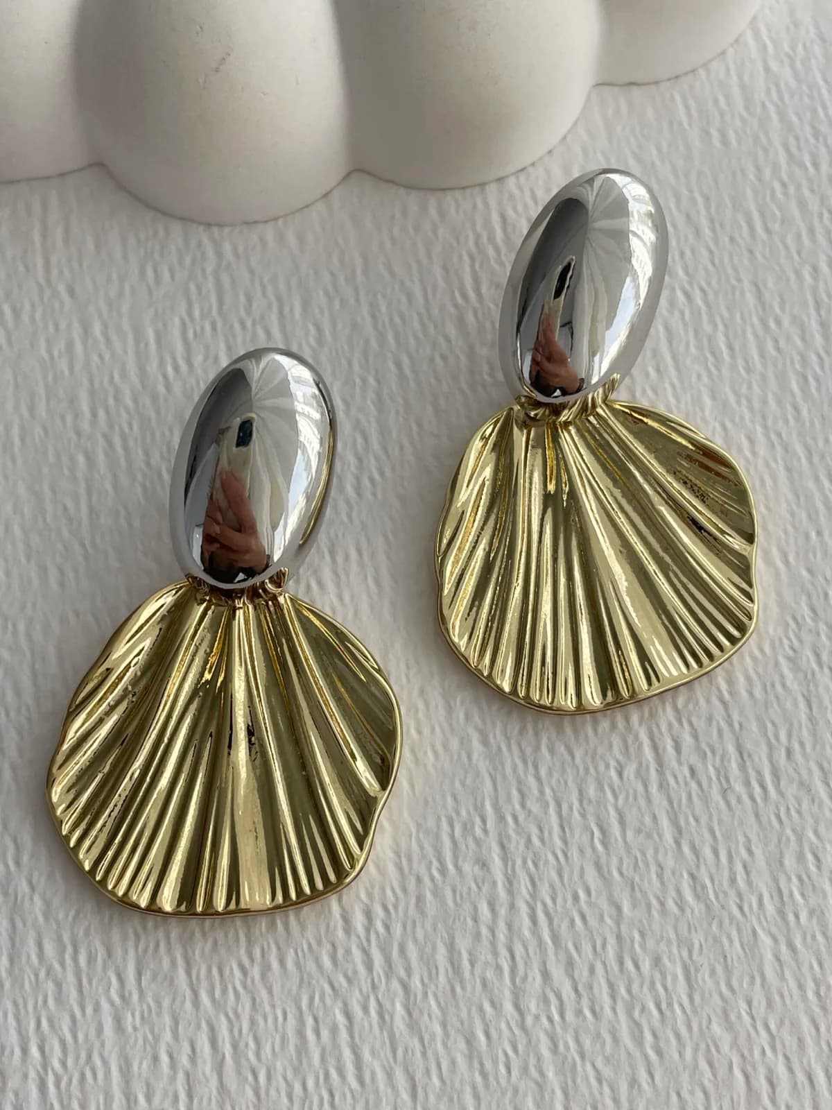 Özel Seri Gümüş &amp; Gold Yaprak Küpe