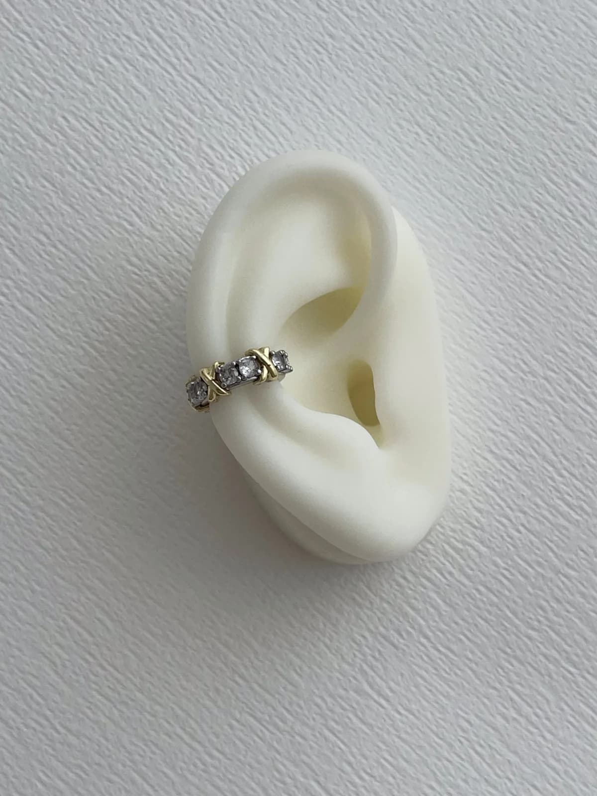 Özel Seri Zirkon Taşlı X tasarım Gümüş Earcuff Küpe