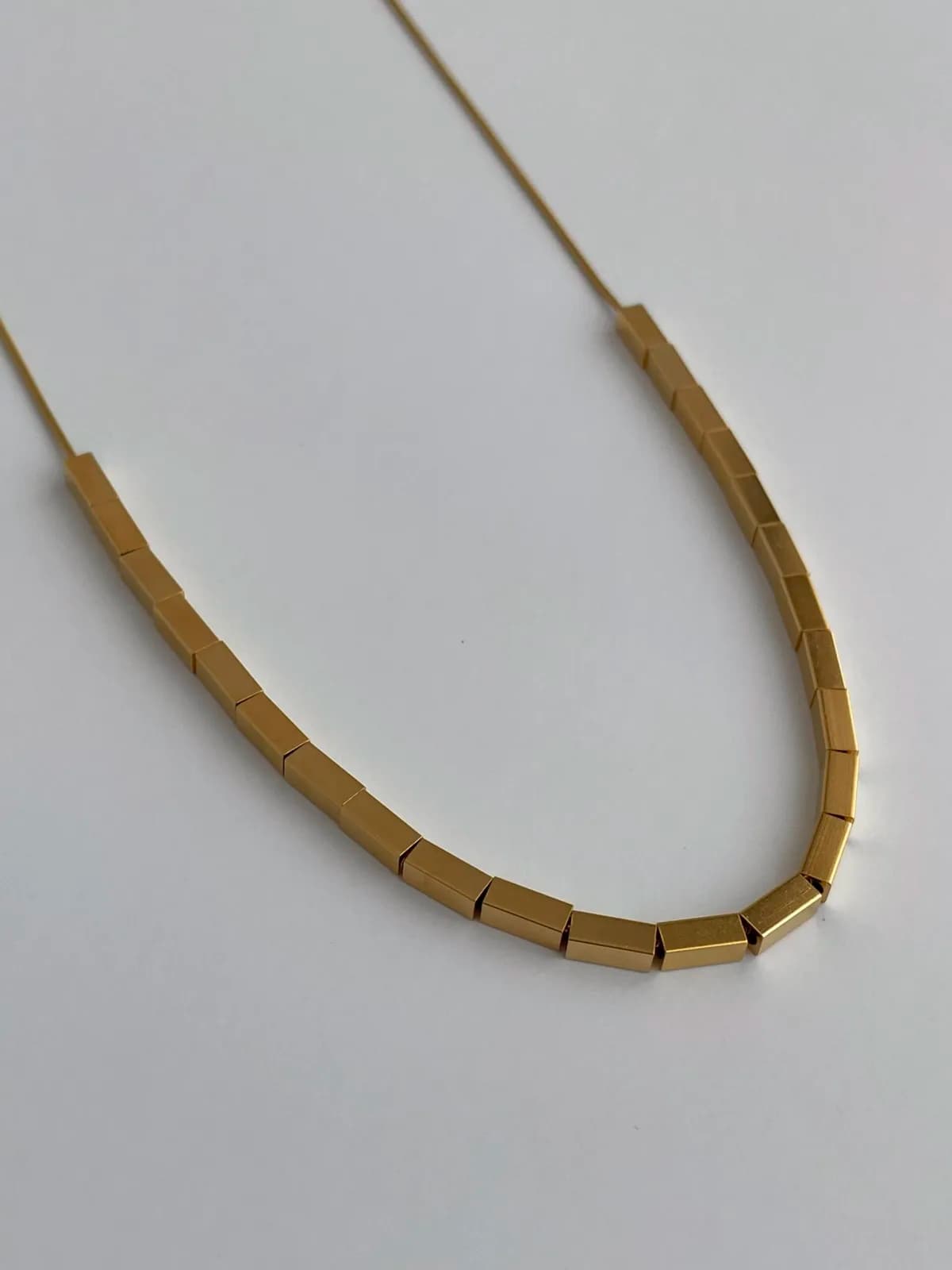 Çelik Minimal Domino Tasarım Gold Kolye