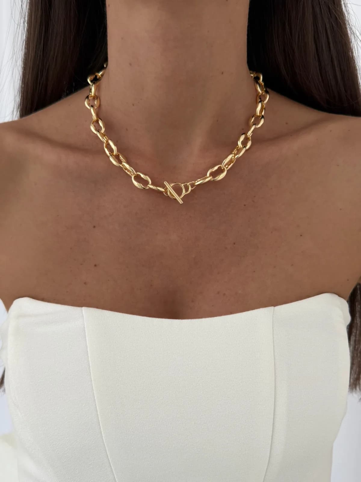 Özel Seri Oval Zincir Marka Model Gold Kolye