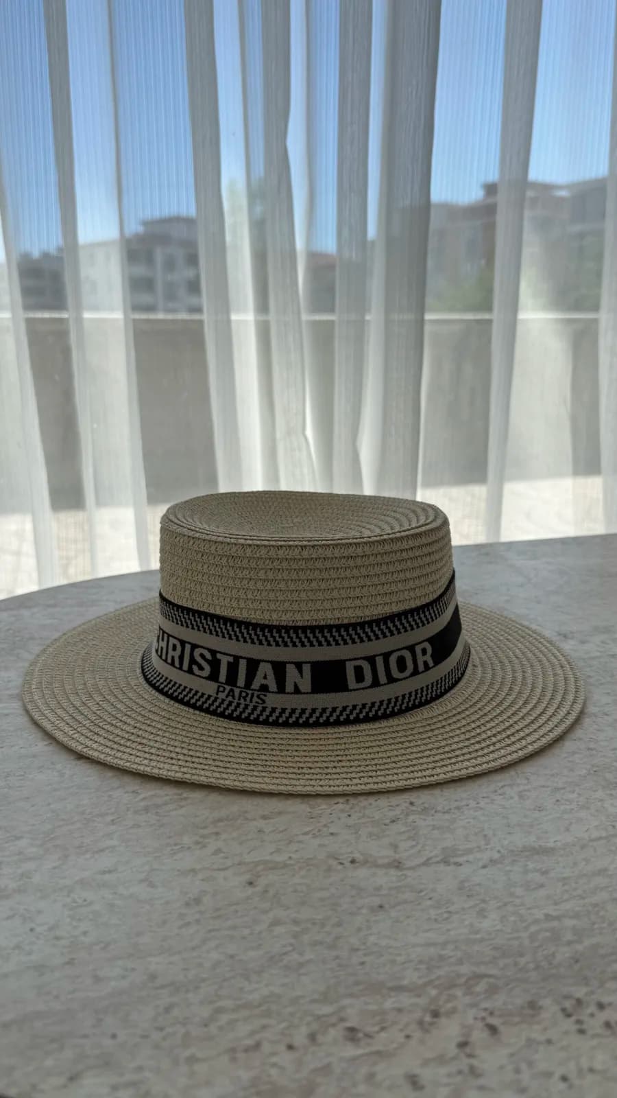 CD Marka Model Krem Küçük Boy Hasır Şapka