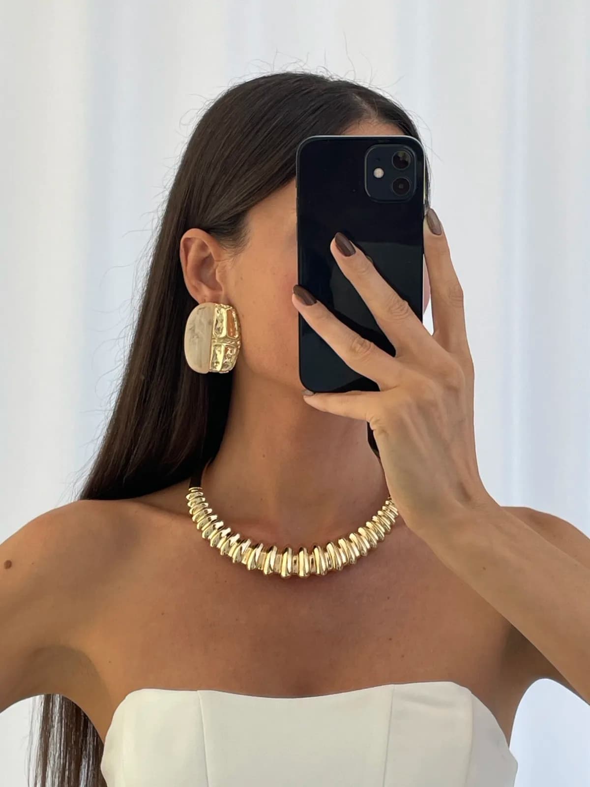 Özel Seri Marka Model Gold &amp; Sedef Tasarım Küpe