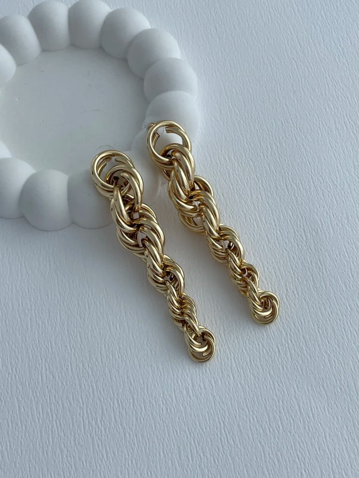 Özel Seri Kalın Burgu Tasarım Maksi Boy Gold Küpe