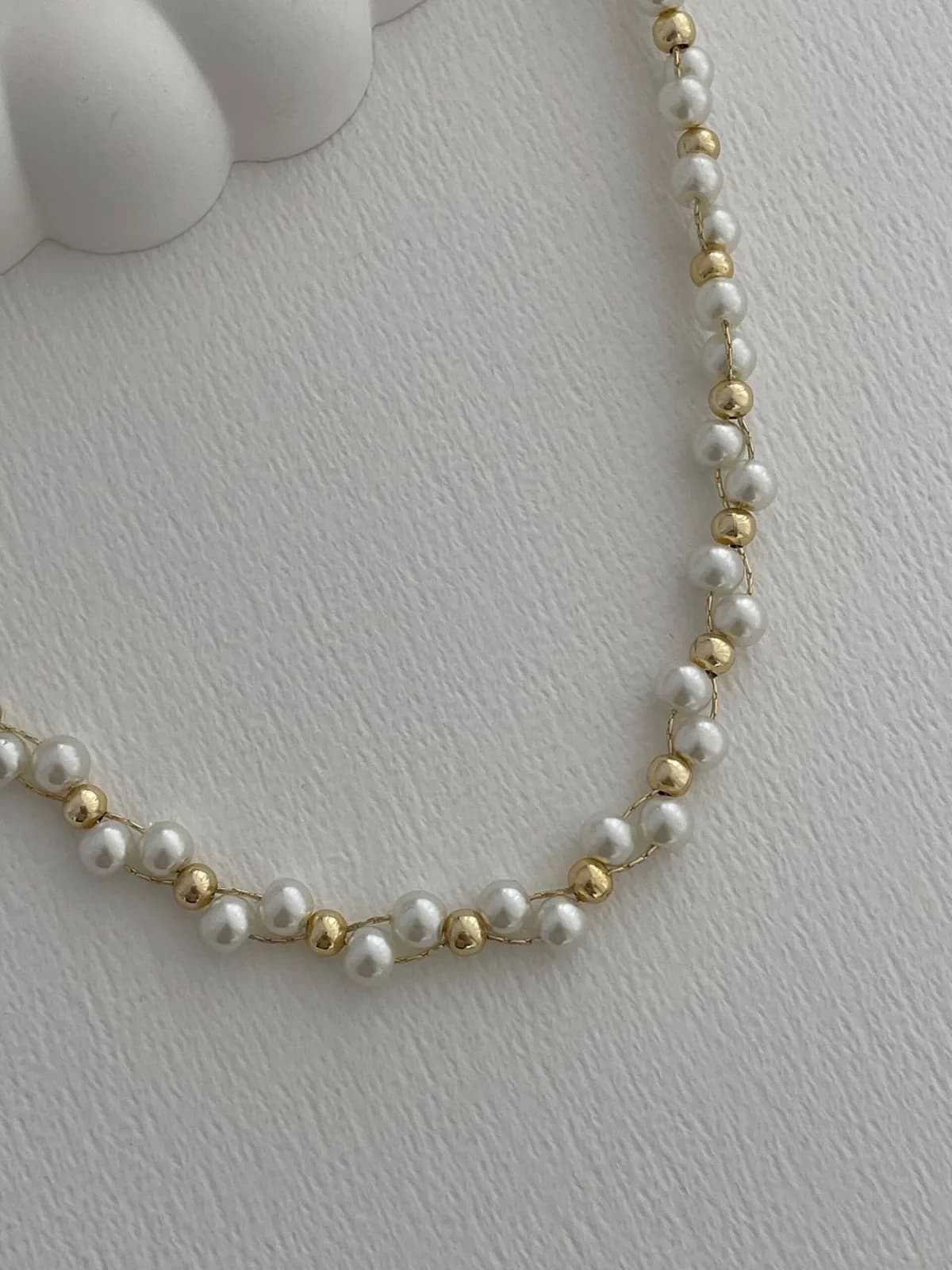 Özel Seri İnci Detay Top Tasarım Gold Kolye