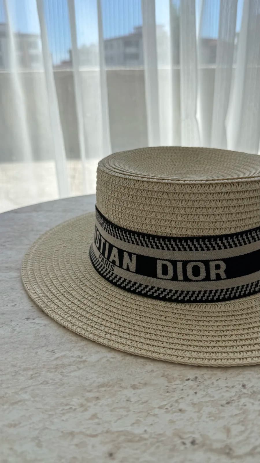 CD Marka Model Krem Küçük Boy Hasır Şapka