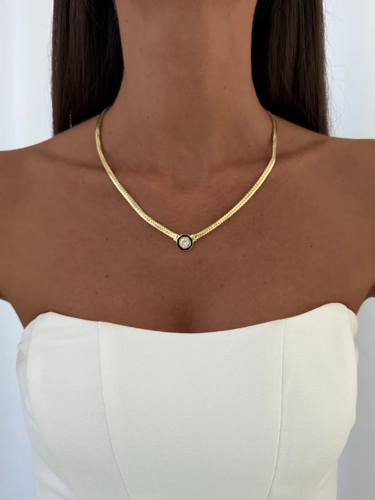 Özel Seri Ezme Zincir Çağla Model Gold Kolye