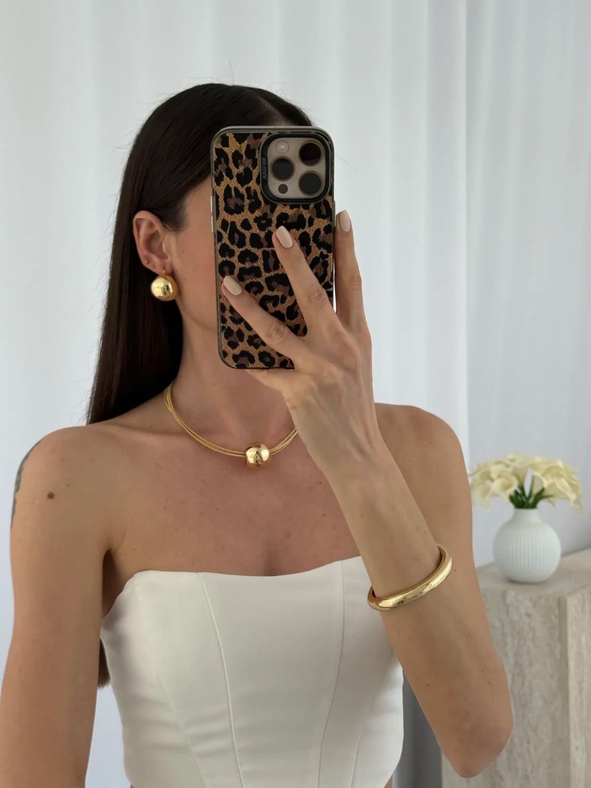 Özel Seri Büyük Boy Gold Top Küpe