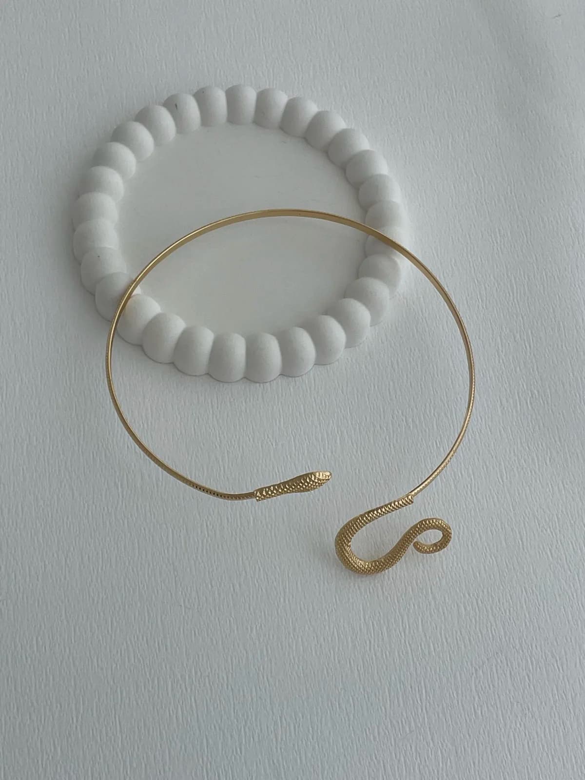 Özel Seri Yılan Tasarım Gold Choker Kolye