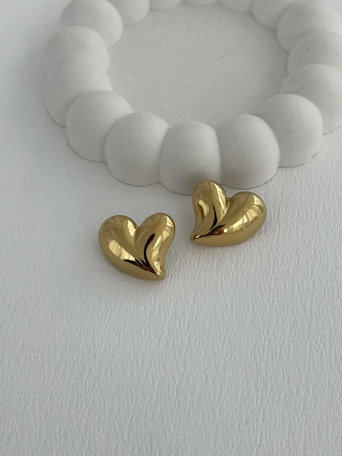 Çelik Kalp Tasarım Gold Küpe