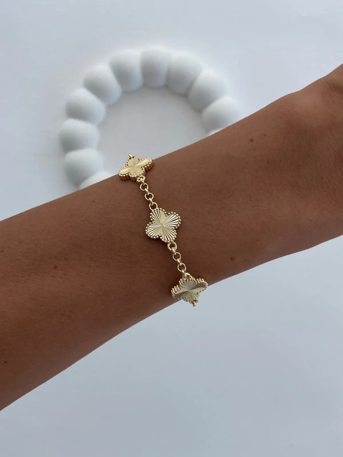 Özel Seri Üçlü Yonca Tasarım Model Gold Bileklik