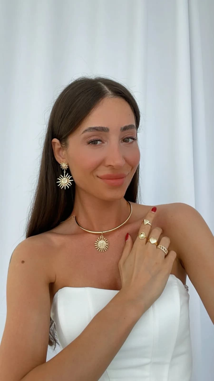 Özel Seri Güneş Tasarım Gold Choker Kolye