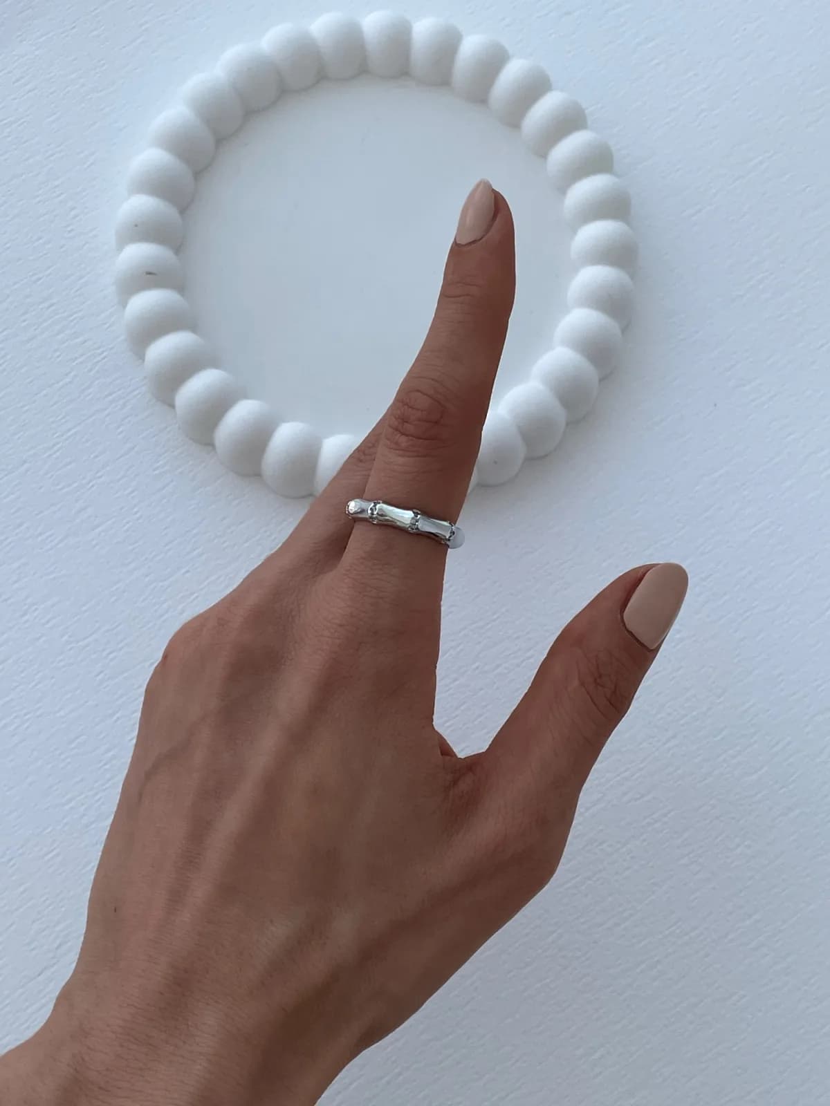 Özel Seri Zirkon Taşlı Kemik Tasarım Ayarlanabilir Gümüş Yüzük