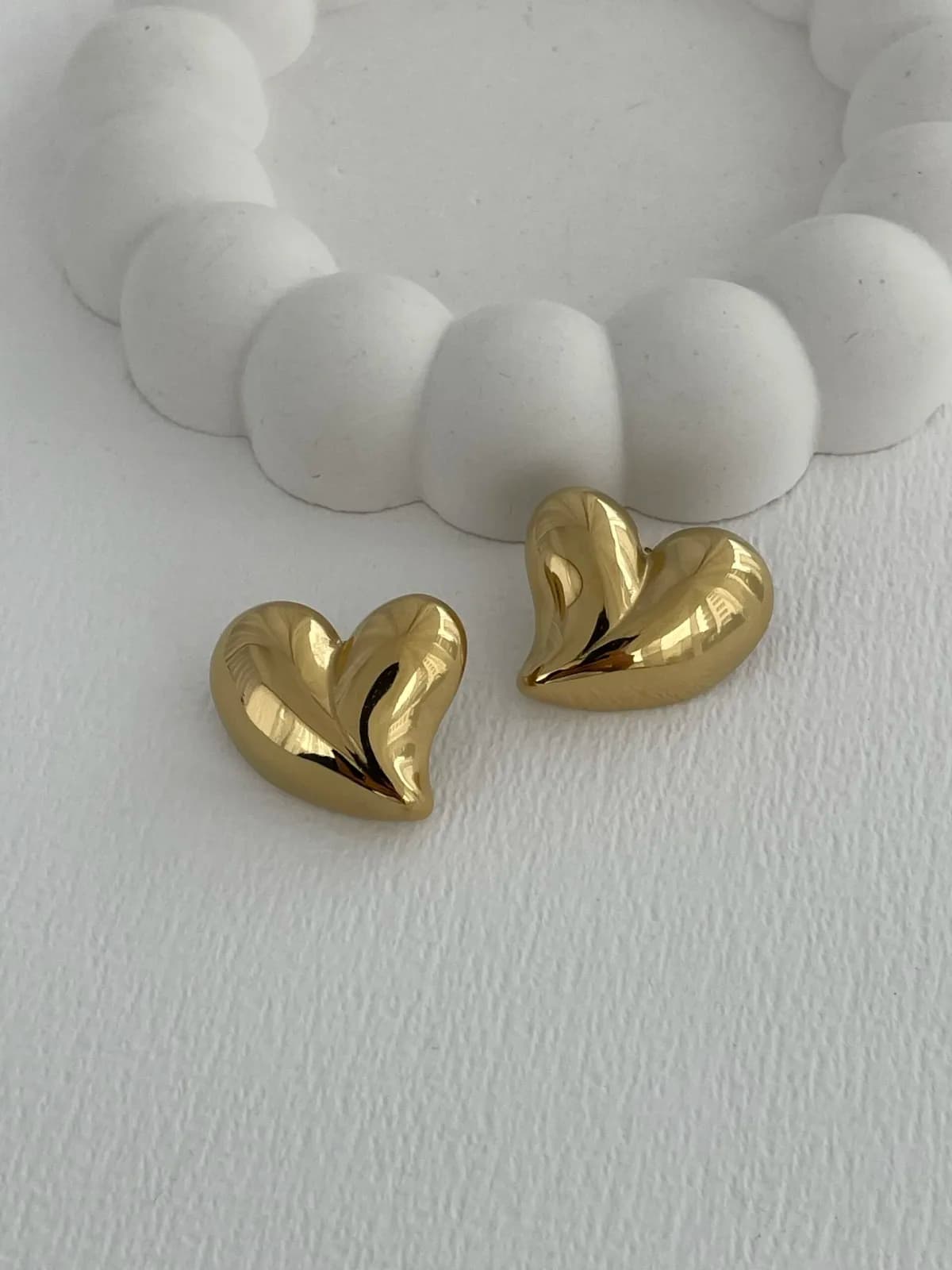Çelik Kalp Tasarım Gold Küpe