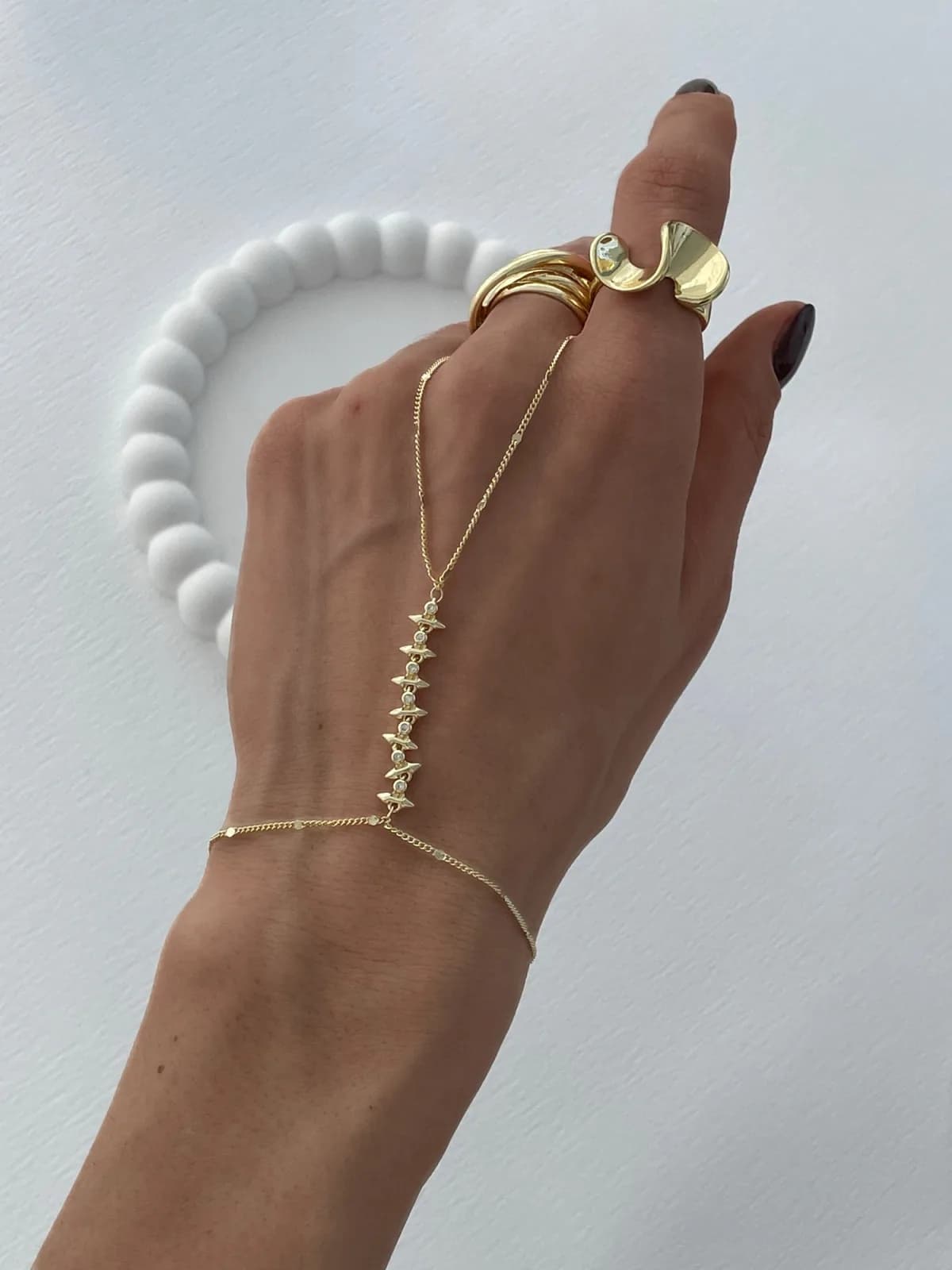 Özel Seri Zirkon Taşlı Çivi Tasarım Gold Şahmeran