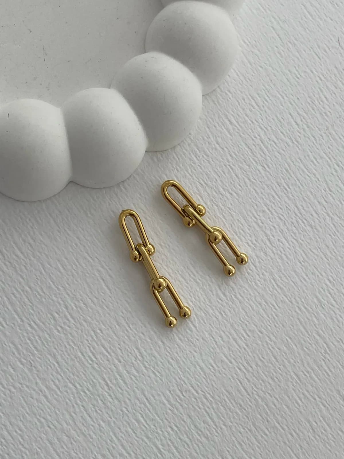 Çelik Marka Model Zincir Tasarım Gold Küpe