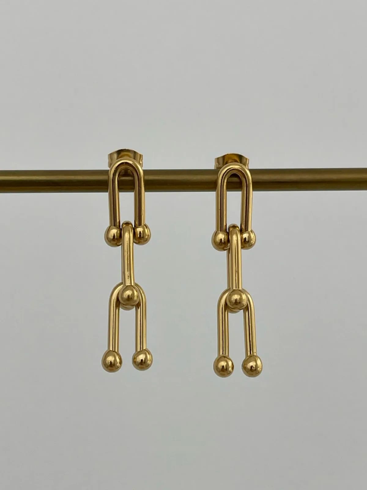 Çelik Marka Model Zincir Tasarım Gold Küpe