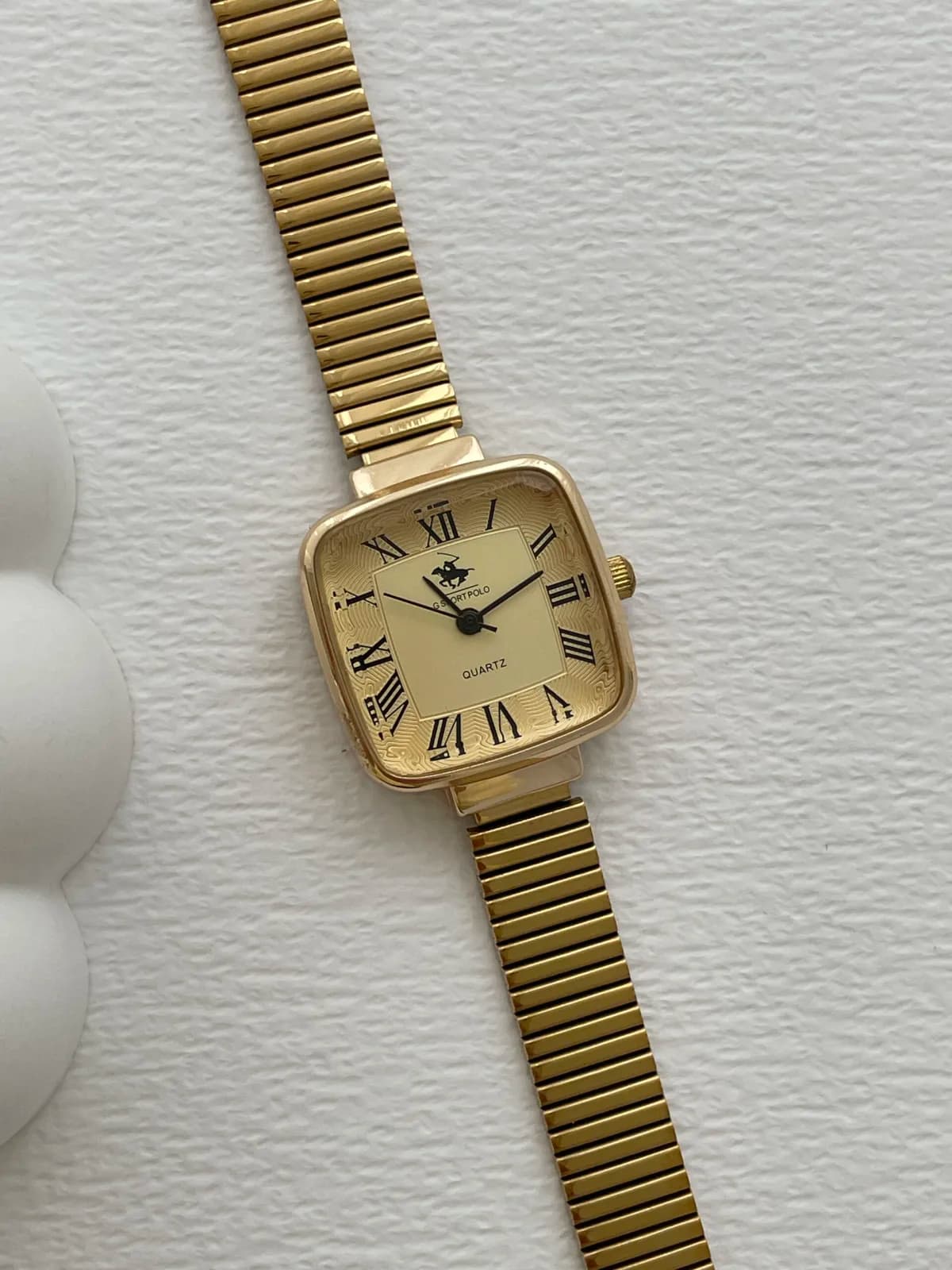 Kare Tasarım Kadranı Sarı Polo Gold Vintage Saat