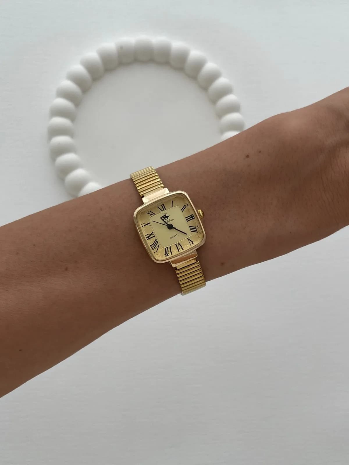 Kare Tasarım Kadranı Sarı Polo Gold Vintage Saat