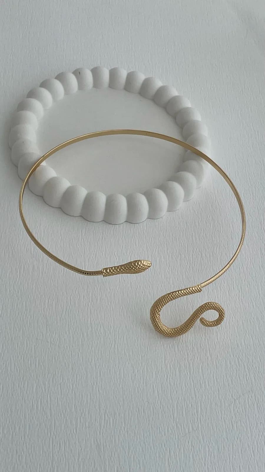 Özel Seri Yılan Tasarım Gold Choker Kolye