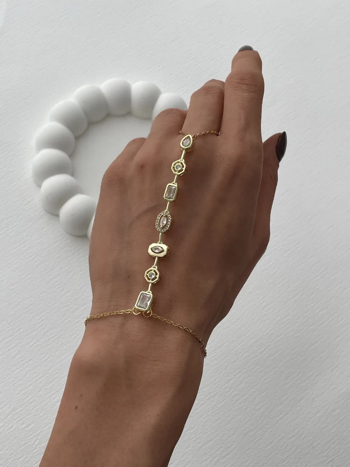 Özel Seri Baget Taşlı Geometrik Tasarım Gold Marka Şahmeran