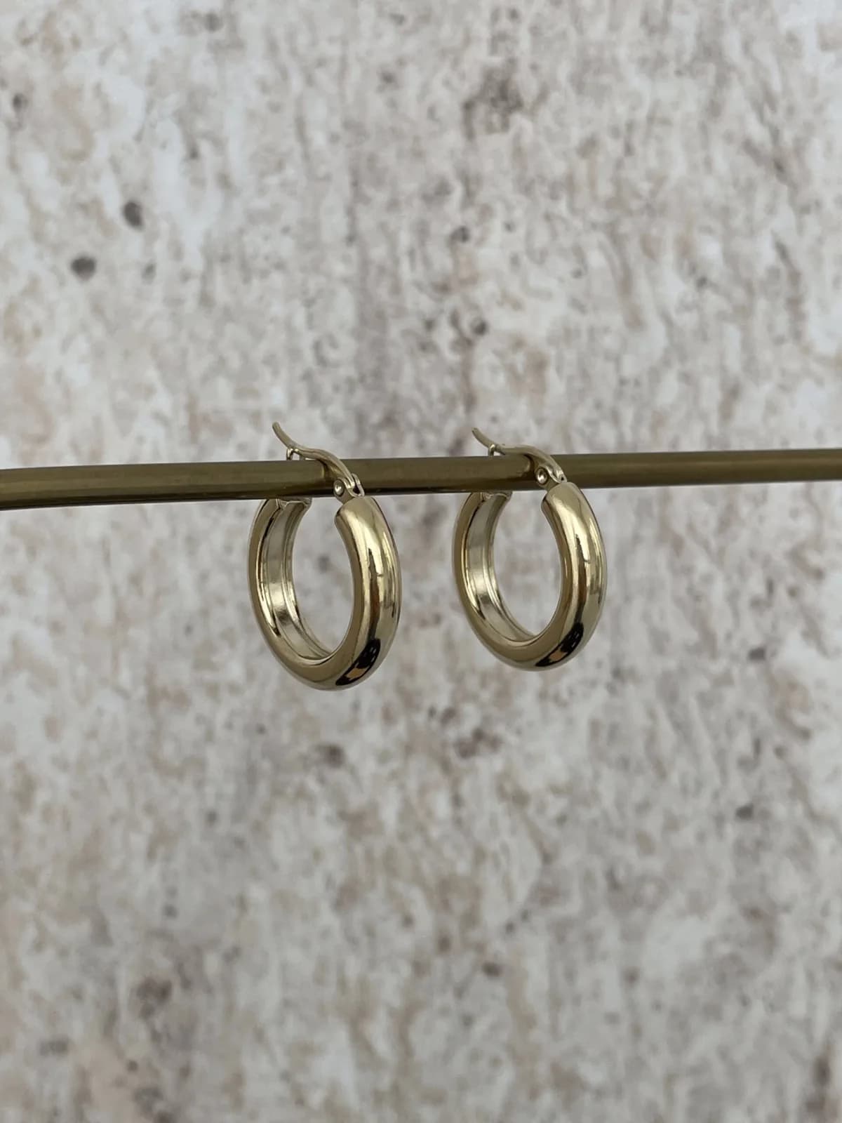 Çelik Küçük Boy Gold Halka Küpe