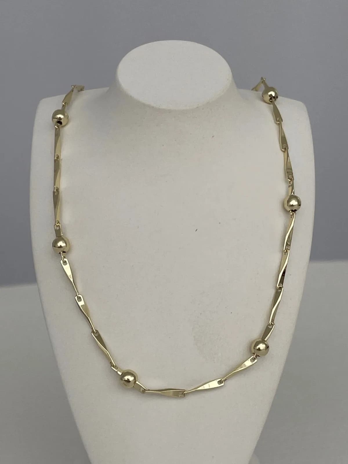 Özel Seri İnce Çubuk Tasarım Top Detay Gold Zincir Kolye 45 Cm