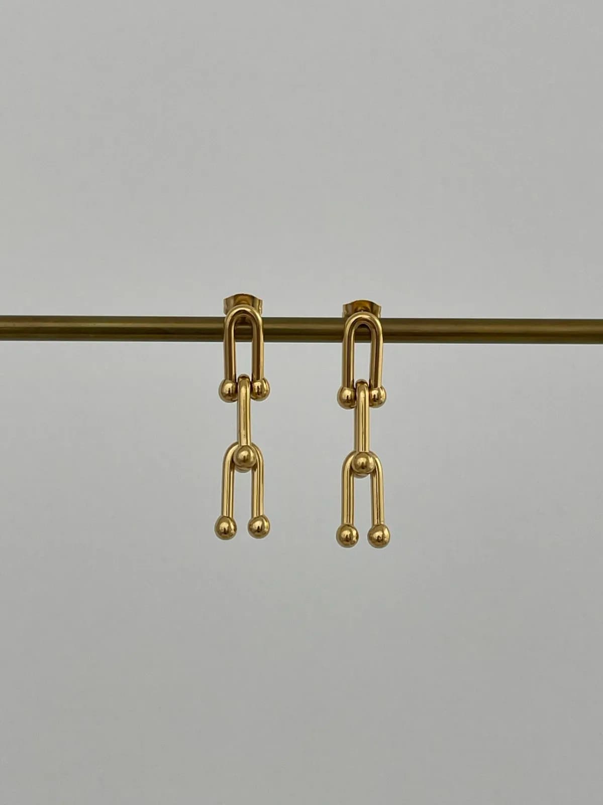 Çelik Marka Model Zincir Tasarım Gold Küpe