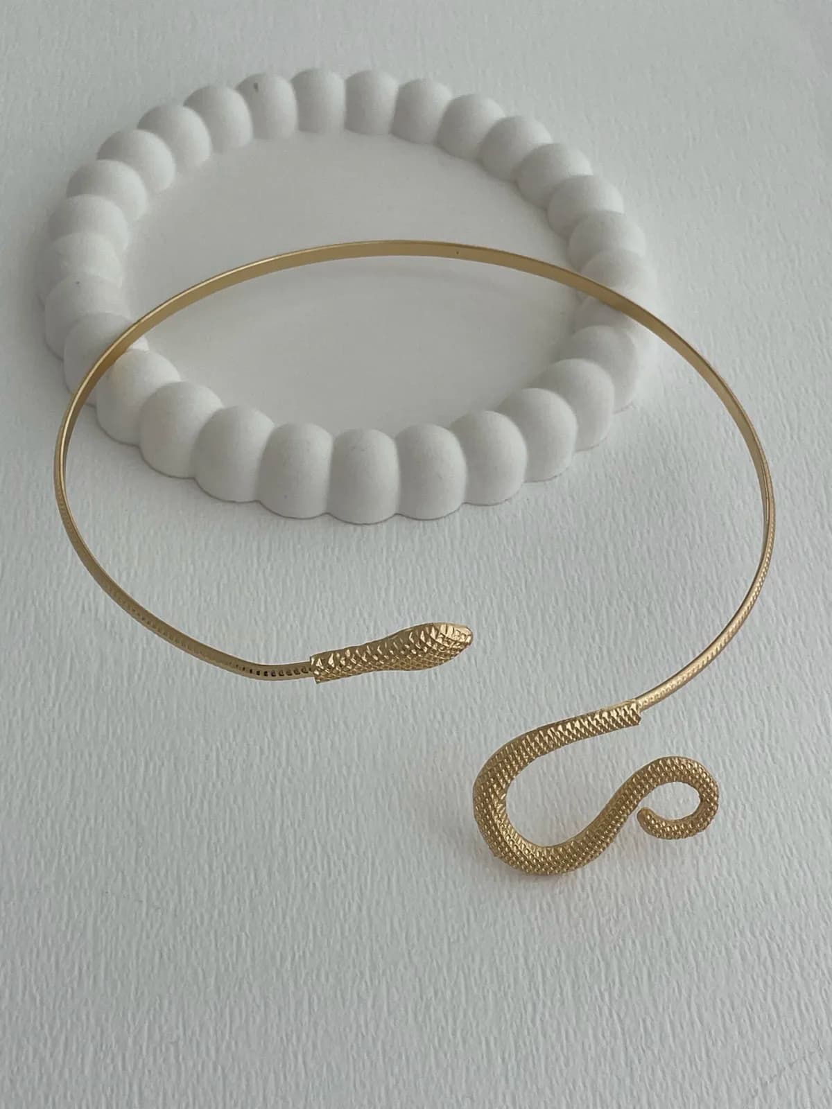 Özel Seri Yılan Tasarım Gold Choker Kolye