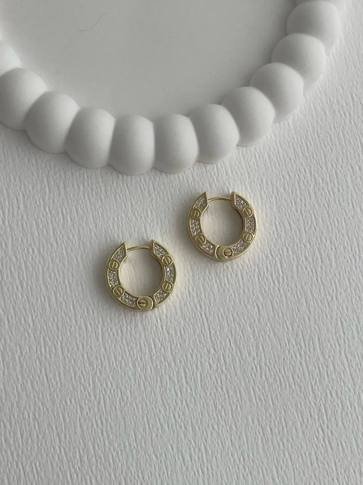 Özel Seri Zirkon Taşlı Marka Model Gold Küpe