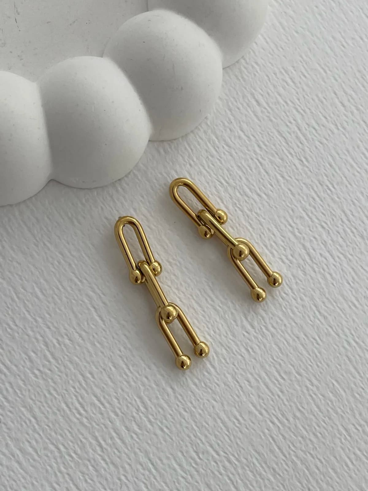 Çelik Marka Model Zincir Tasarım Gold Küpe